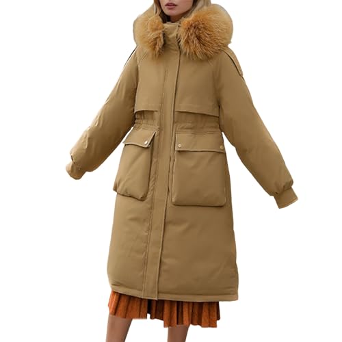 Winterjacke Damen Lang Wintermantel - Mantel Verdicken Gefüttert Übergangsmantel Women Winter Reißverschlüsse Daunenjacke Elegant Winterparka Warme Jacke Outdoorjacke Mit Kapuze Sportlicher Mädchen von Soupliebe