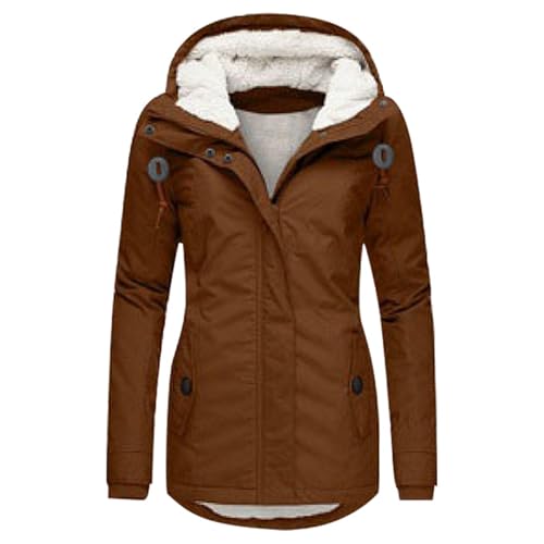 Winterjacke Damen Lang Wintermantel - Übergangsmantel Frauen Herbstjacke Verdicken Gefüttert Mantel Women Winter Reißverschlüsse Jacket Jacke Winterparka Kunstfell Jacken Teddyfell von Soupliebe