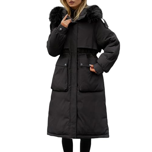 Winterjacke Damen Warm Wintermantel - Daunenjacke Women Mantel Elegant Winter Coat Reißverschlüsse Herbstjacke Frauen Übergangsmantel Outdoor Skijacke Mit Fleecejacke Wasserdichte Regenjacke Winddicht von Soupliebe