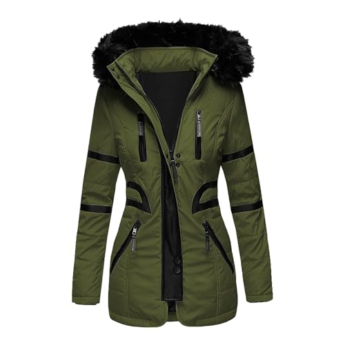 Winterjacke Damen Winter Wintermantel - Herbstjacke Elegant Übergangsmantel Frauen Mantel Women Daunenjacke Mädchen Langarm Motorrad Jacke Slim Fit Hoodie Streetwear Mit Reißverschluss Tasche von Soupliebe