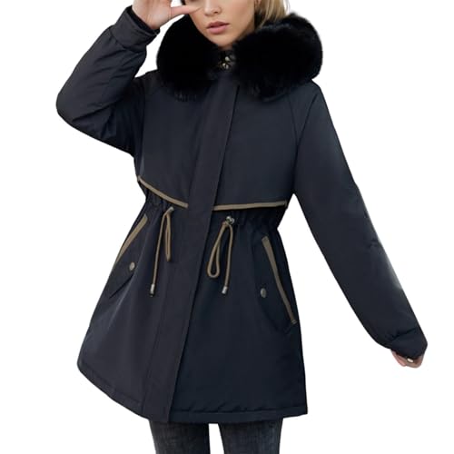 Winterjacke Damen Winter Wintermantel - Jacket Mädchen Daunenjacke Frauen Übergangsmantel Elegant Winterparka Reißverschlüsse Mantel Jacke Mit Kapuze Reißverschluss Langarm Hooded Kapuzenjacke von Soupliebe