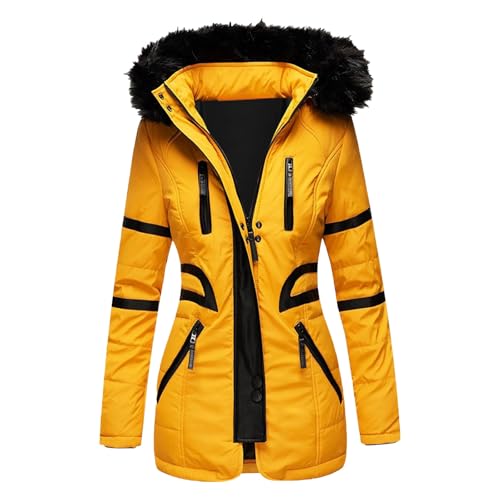 Winterjacke Damen Winter Wintermantel - Jacket Reißverschlüsse Herbstjacke Elegant Mantel Verdicken Gefüttert Winterparka Women Mit Kapuze Reißverschluss Frühling Geschenk Für Frauen von Soupliebe