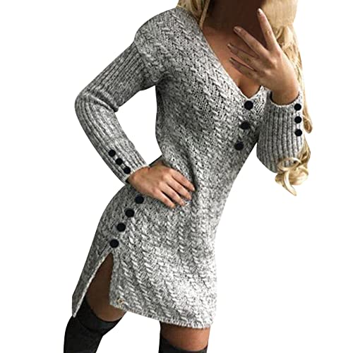 Winterkleider Damen, Damenkleider Herbst, Wollkleid Damen Langarm Pulloverkleid Herbst Kleider Elegante Winterkleider Lässig Winterkleid Komfortabel Pullover Kleid Warme Pullis Rundhals von Soupliebe