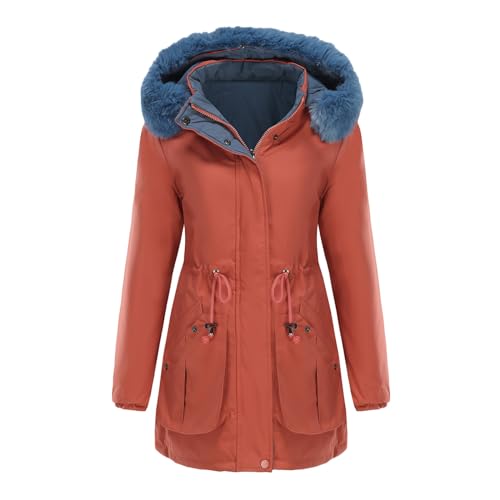 Wintermantel Damen Lang Winterjacke - Mantel Reißverschlüsse Herbstjacke Elegant Winterparka Verdicken Gefüttert Winter Mädchen Coat Jacke Mit Kapuze Parkamantel Puffer Und Knöpfe Warm von Soupliebe