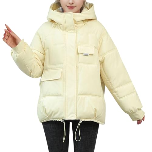 Wintermantel Damen Lang Winterjacke - Winter Jacket Frauen Daunenjacke Mädchen Winterparka Elegant Herbstjacke Verdicken Gefüttert Mantel Jacke Mit Kapuze Reißverschluss Langarm Hooded Kapuzenjacke von Soupliebe