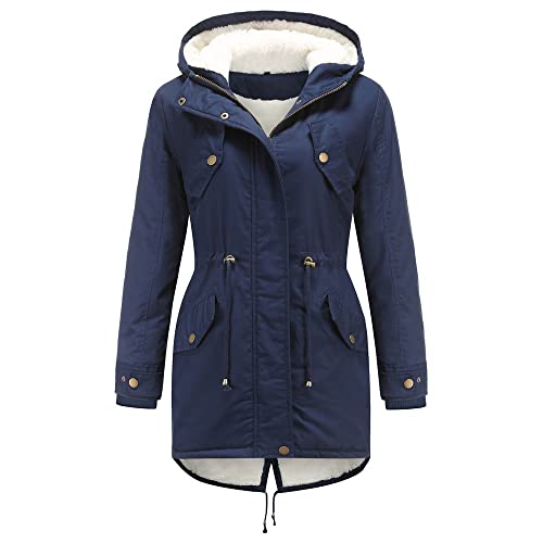 Wintermantel Damen Warm Winterjacke - Herbstjacke Reißverschlüsse Winterparka Verdicken Gefüttert Winter Mantel Elegant Jacket Frauen Daunenjacke Jacke Mit Kapuze Parkamantel Puffer Und Knöpfe von Soupliebe