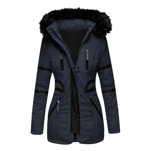 Wintermantel Damen Warm Winterjacke - Winterparka Elegant Winter Mantel Verdicken Gefüttert Mädchen Jacket Frauen Übergangsmantel Mit Kapuze Reißverschluss Langarm Hoodie Sweatshirt von Soupliebe