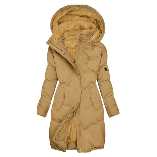 Wintermantel Damen Winter Winterjacke - Daunenjacke Verdicken Gefüttert Coat Mädchen Winterparka Women Jacket Elegant Übergangsmantel Jacke Mit Kapuze Reißverschluss Mantel Langarm Hooded Kapuzenjacke von Soupliebe