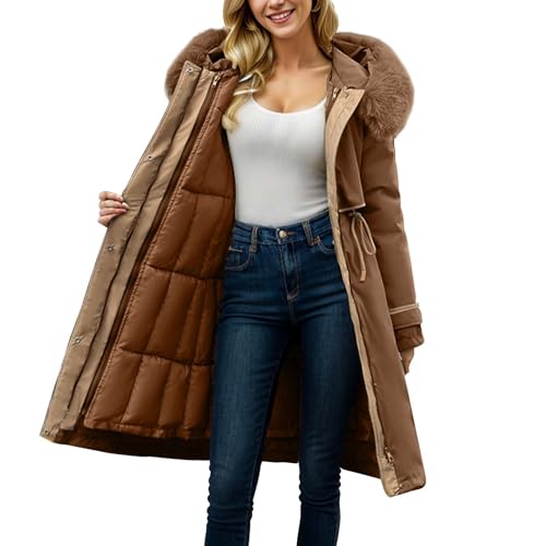 Wintermantel Damen Winter Winterjacke - Mantel Women Jacket Elegant Übergangsmantel Verdicken Gefüttert Coat Reißverschlüsse Daunenjacke Mit Kapuze Reißverschluss Winterparka Langarm Hoodie Sweatshirt von Soupliebe