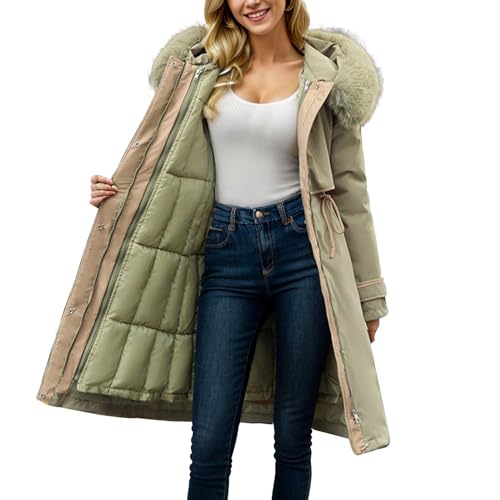 Wintermantel Damen Winter Winterjacke - Mantel Women Jacket Elegant Übergangsmantel Verdicken Gefüttert Coat Reißverschlüsse Daunenjacke Mit Kapuze Reißverschluss Winterparka Langarm Hoodie Sweatshirt von Soupliebe