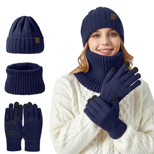 Wintermütze Kinder, Kinder Mütze Winter, Schal Und Mütze Set Damen Winter Handschuhe Merinowolle Women Kindermütze Herbst Wintermütze Bequeme Winter-Set Strick Winterschal von Soupliebe