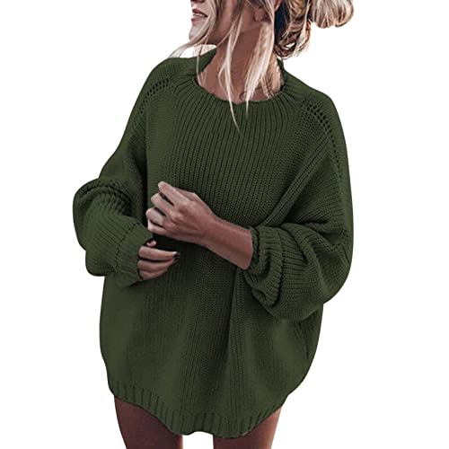 Winterpullover Damen, Pulli Damen Ohne Kapuze Sweater - Pullover Longsleeve Strickpullover Mode Wollpullover Women Winter Elegant Langarm Rundhals Oberteile Casual Langarmshirt von Soupliebe