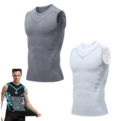 Aktivheld Body Shaper, Aktivheld Abnehmweste, Aktivheld - Fit Weste, 2024 New Version Ionic Shaping Vest Für Herren (Grau+Weiß,3XL) von Sovtay