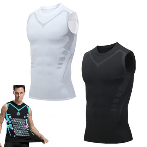 Aktivheld Body Shaper, Aktivheld Abnehmweste, Aktivheld - Fit Weste, 2024 New Version Ionic Shaping Vest Für Herren (Schwarz+Weiß,L) von Sovtay