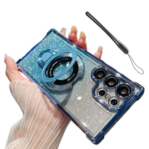 Exateplicit-Telefonhülle, Exateplicit für Samsung-Handyhülle, Geeignet für galvanisierte magnetische Farbverlaufs-Glitzer-Handyhüllen der Samsung-Serie (Blue 2,for S21) von Sovtay