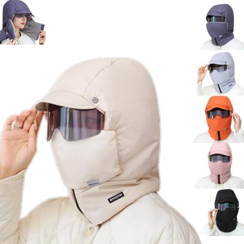 Fanyil Polardefender, 4-in-1 Ski Hat Winter Windproof Full Cover Balaclava with Glasses, Keep Warm and Protected (White,One Size) von Sovtay