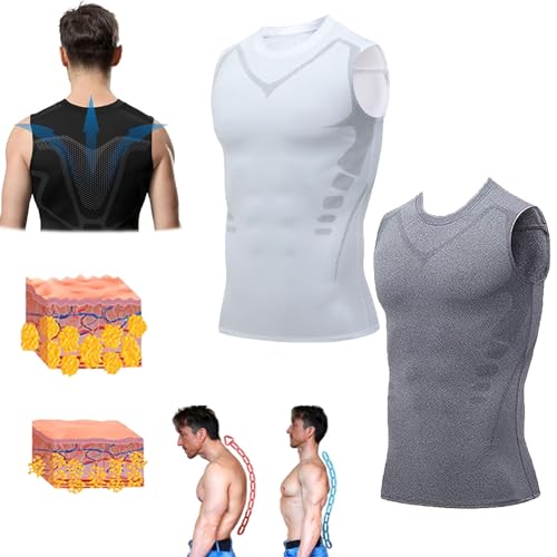GFOUK™ MENIONIC Tourmaline PostureCorrector Weste, Haltungskorrektur für Männer und Frauen, Ionic Shaping ärmelloses Hemd (XL,2Pcs-C) von Sovtay