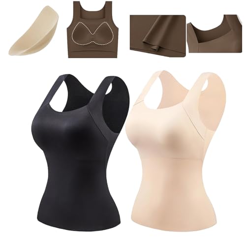 Shamfreshen U Hals Shapewear Built-In BH Tank,Frauen hohe Unterstützung Tummy Control Compression Tank Top mit BH (B,l) von Sovtay