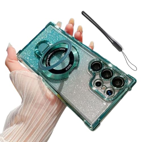 Sovtay Exateplicit-Telefonhülle, Exateplicit für Samsung-Handyhülle, Geeignet für galvanisierte magnetische Farbverlaufs-Glitzer-Handyhüllen der Samsung-Serie (Green 2,for S22Plus) von Sovtay