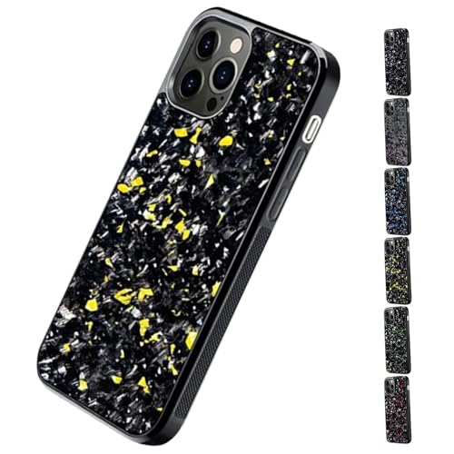 Sovtay Geschmiedete Handyhülle aus Kohlefaser, Forged Carbon Fiber Phone Case, Magnetische Schutzhülle für iPhone Stoßfeste Handyhülle, Unterstützt Kabelloses Laden (15,Gold) von Sovtay