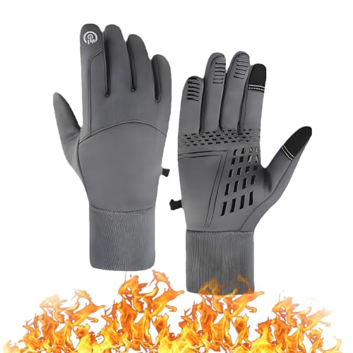 Sovtay ThermoSlim Handschuhe, Fahrradhandschuhe Herren Damen Winter Wasserdicht Touchscreen Handschuhe, Für Arbeiten Im Freien, Laufen Und Reiten (Grau*2,XL) von Sovtay