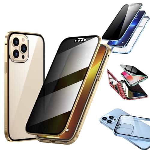 Techterio Phone Case,Criteriont Phone Privacy Case,Front & Back Tempered Glass 360 Full Screen Covered,for iPhone Series (13promax,Gold) von Sovtay