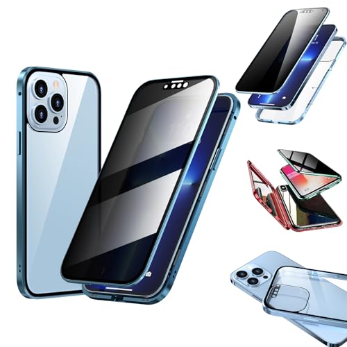 Techterio Phone Case,Criteriont Phone Privacy Case,Front & Back Tempered Glass 360 Full Screen Covered,for iPhone Series (15plus,Blue) von Sovtay