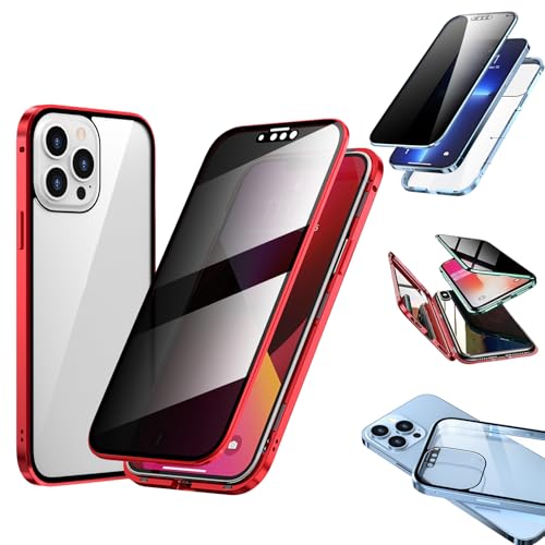 Techterio Phone Case,Criteriont Phone Privacy Case,Front & Back Tempered Glass 360 Full Screen Covered,for iPhone Series (16promx,red) von Sovtay