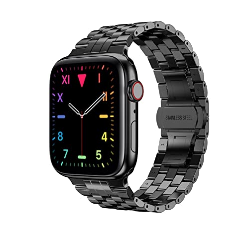 Kompatibel mit Apple Watch Armband 49mm 45mm 44mm 42mm 41 mm 40mm 38mm,Edelstahlband Metallband Ersatzband Verstellbare Uhrenarmband Sport für iWatch Series Ultra 8 7 6 5 4 3 2 1 SE,Black,38/40/41mm von Soyeacrg