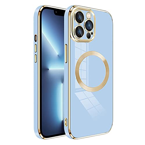 Soyeacrg Hülle für iPhone 14/14 Plus/14 Pro/14 Pro Max,gerade Seite,luxuriöser galvanisierter Spiegelrand,weicher TPU-Stoßfänger,ultradünne Schutzhülle mit vollem Kameraschutz,Sierra Blue,14 von Soyeacrg