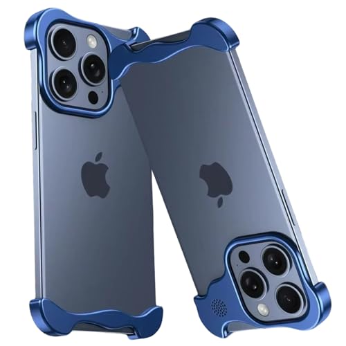 Soyeacrg Hülle für iPhone 14 Pro Max/14 Pro/14 Plus/14, ultraleichte, rahmenlose Metallhülle in elegantem, minimalistischem Design mit Aromatherapie und Kameraobjektivschutz,Blue,14 Pro Max von Soyeacrg