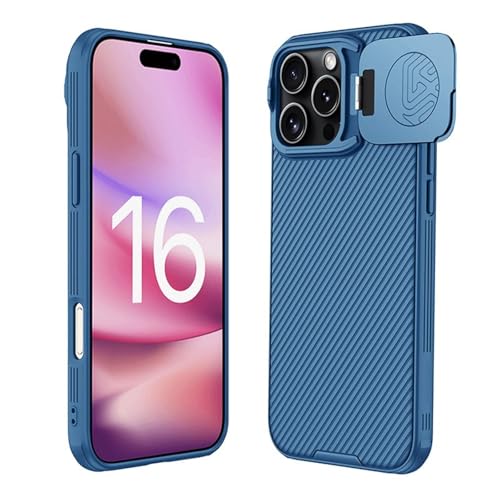 Soyeacrg Hülle für iPhone 16 Pro Max/16 Pro, vollständiger Kameraschutz, robuster Ständer, ultradünn, leicht, Harte PC-Rückseite, weicher TPU-Stoßfängerrand, stoßfeste Schutzhülle,Blue,16 Pro von Soyeacrg