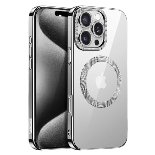 Soyeacrg Hülle für iPhone 16 Pro Max/16 Pro/16 Plus/16, kompatibel mit MagSafe, ultradünner Beschichtungsrahmen, Anti-Vergilbung, kristallklare Rückseite mit Kameralinsenschutz,Silver,16 Plus von Soyeacrg