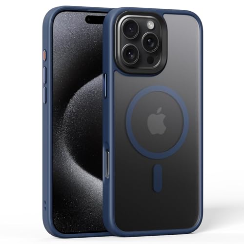 Soyeacrg Hülle für iPhone 16 Pro Max/16 Pro/16 Plus/16, kompatibel mit MagSafe in Militärqualität 3 m Fallschutz, schlanke, durchscheinende, Matte Rückseite mit Kameraschutz,Blue,16 Pro Max von Soyeacrg