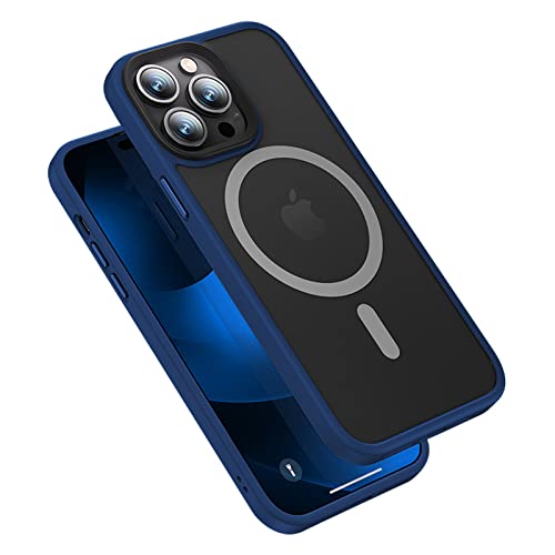 Soyeacrg Magnetische Schutzhülle für iPhone 14 Pro Max/14 Pro/14 Plus/14, [Falltest in Militärqualität] [Sleek Premium Touch] Schutzhülle aus weichem Silikon, durchscheinend, matt, matt, Blau, 14 Plus von Soyeacrg