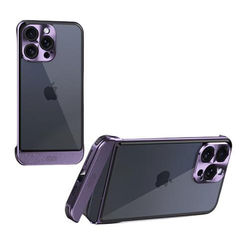 Soyeacrg Rahmenlose Metallhülle für iPhone 14 Pro Max/14 Pro/14 Plus/14, kompatibel mit MagSafe, Aromatherapie-Hülle mit transparenter PC-Rückseite und Sicherheitsschloss,Purple 2,14 Pro Max von Soyeacrg