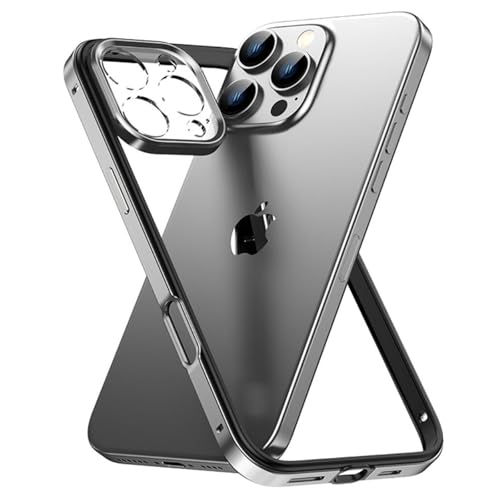 Soyeacrg Schlanke Hülle für iPhone 16 Pro Max/16 Pro/16 Plus/16, Metallrahmen mit weichem Innenstoßfänger, Design ohne Rückseite, erhöhter Rand, unabhängiger Linsenschutz,Silver,16 Pro Max von Soyeacrg