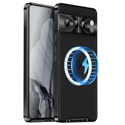 Soyeacrg Schutzhülle für Google Pixel 9 Pro XL/9 Pro/9, kompatibel mit MagSafe Kameraschutz und Sicherheitsschloss, ultradünne, leichte Metallstoßstange, durchscheinende Rückseite,Black,9 von Soyeacrg