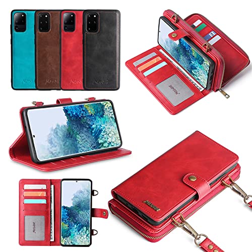 Soyeacrg Schutzhülle für Samsung Galaxy S20 Ultra/S20 Plus/S20, Schutzhülle mit Reißverschluss, Brieftasche mit magnetischer, abnehmbarer Schutzhülle, Premium-PU-Leder mit Kartenfächer/Standfunktion, von Soyeacrg