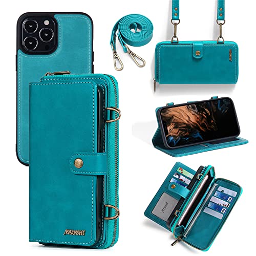 Soyeacrg Schutzhülle für iPhone 13 Pro Max/13 Pro/13/13 Mini, Schutzhülle mit Reißverschluss, Brieftasche mit magnetischer Schutzhülle, abnehmbar, Premium aus PU-Leder mit Kartenfach/Standfunktion, von Soyeacrg