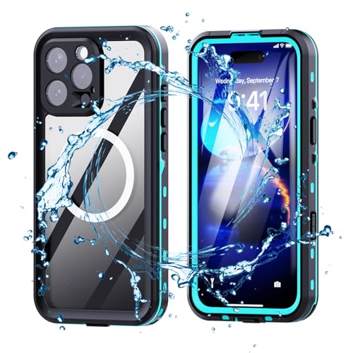 Soyeacrg wasserdichte Hülle für iPhone 16 Pro Max/16 Pro/16 Plus/16, kompatibel mit MagSafe IP68 Unterwasser-Upgrade, komplett versiegelte Hülle mit integriertem Displayschutz,Blue,16 Pro Max von Soyeacrg