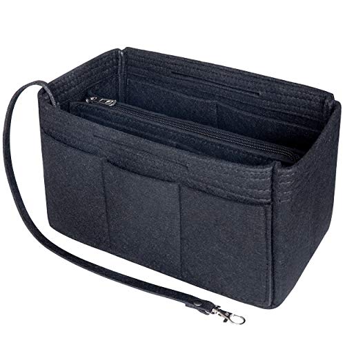 Soyizom Filz Tote Handtasche Handtasche Organizer 2in1 Tasche Tote Insert Bag in Tasche Handtasche Liner Tote Organizer Bag Pouch (Schwarz, Medium von Soyizom