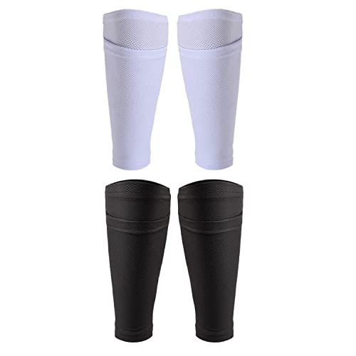 Soymilk 2 Paar FußBall Schienbein Schoner Socken Atmungsaktiv FußBall Schienbein Schoner ÄRmel Schienbein Schoner Halter für Treten Ball Radfahren S von Soymilk