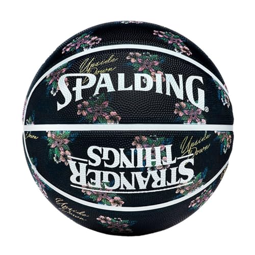 Spalding - Stranger Things Greetings - Basketballball - Größe 7 - Basketball - Zertifizierter Ball - Material Gummi - Außen - Innen (7, Schwarz Greetings) von Spalding
