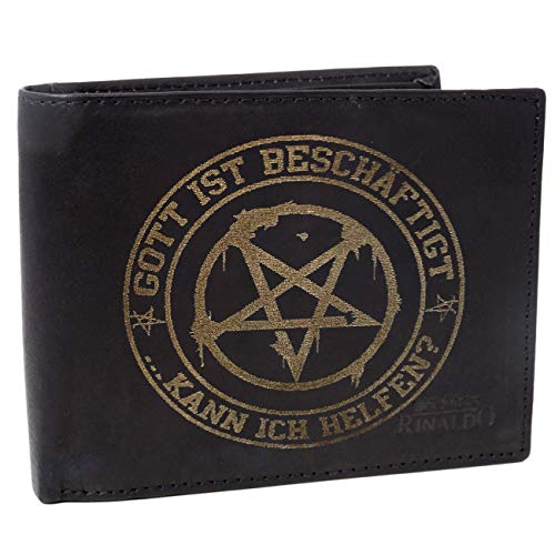 Spaß Kostet Herren Brieftasche aus Leder mit Gravur 666 Pentagramm Spruch von Spaß Kostet