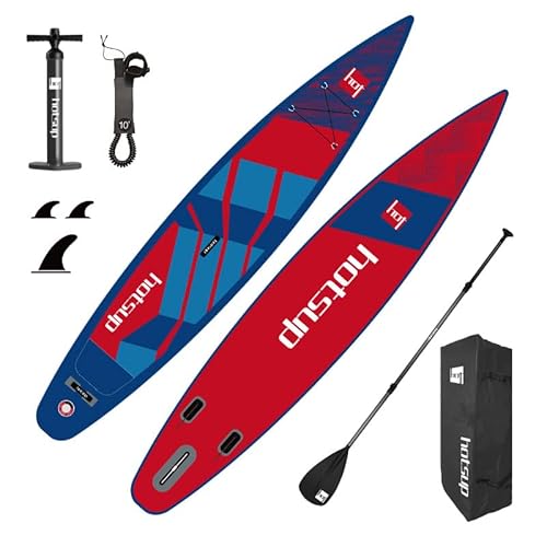 Spatium Aufblasbares SUP Stand Up Paddle Board Racing Board Inflatable Paddle Board with Sup Board Accessories Backpack, Fins, Leash, Aluminum Paddle, Pump 381 * 71 * 15cm Stand-up Paddling Board Red von Spatium
