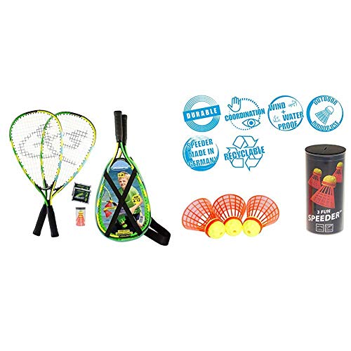 Speedminton® Junior Set – Original Speed Badminton/Crossminton Kinder Set inkl. 2 Fun Speeder®, Tasche & Fun Speeder® - 3er Pack Speed Badminton/Crossminton Einsteiger- und Kinderball von Speedminton