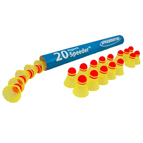 Speedminton Speeder Big Tube Match, 20 Stück, für Erwachsene, Unisex, Gelb, 40 von Speedminton