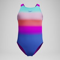 Bedruckter Pulseback-Badeanzug Blau/Pink für Mädchen von Speedo