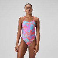 Club Training Bedruckter Badeanzug mit V-Rückenausschnitt Pink/Grün für Damen von Speedo